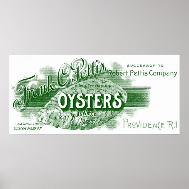 19th C. Oysters, green Poster (Front)
