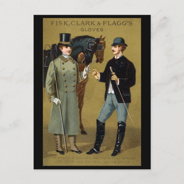 19th C. Vintage Men's Gloves Postcard (Front)