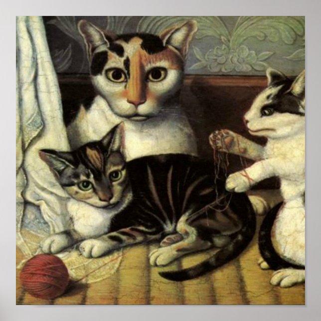 19th Century American Folk Art Cats Poster (Front)