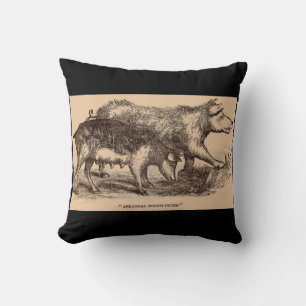 19th century farm animal print pigs throw pillow
