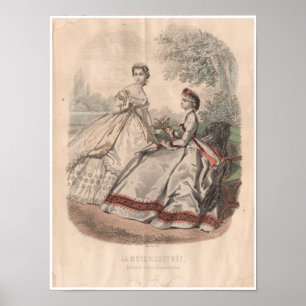 19th Century French Antique Fashion Illustration Poster