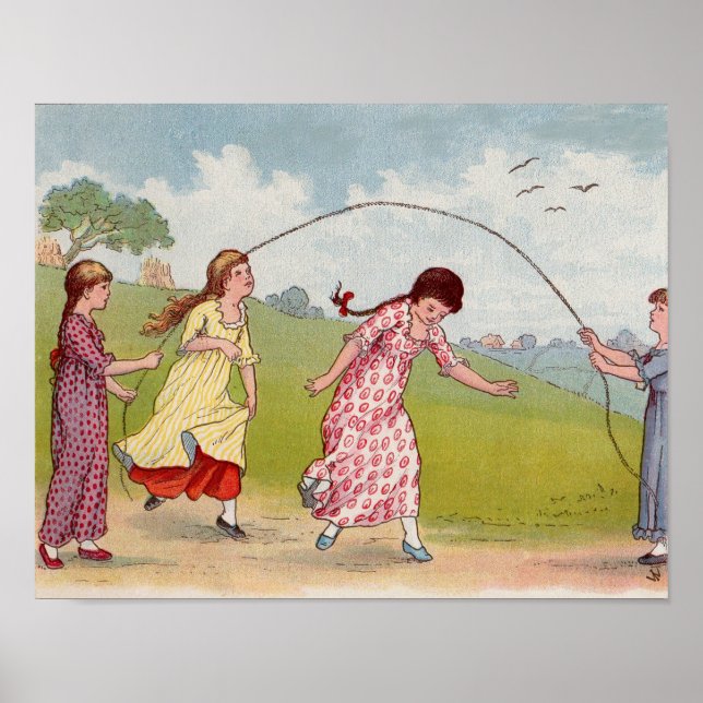 19th century girls playing jump rope poster (Front)