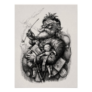 19th century illustration of a Santa Claus Poster