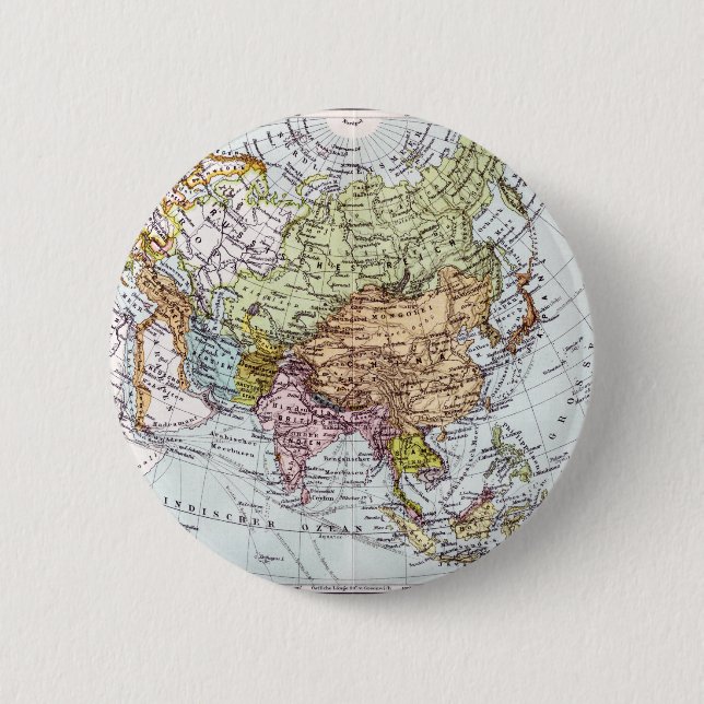19th Century Map of Asia 2 Inch Round Button (Front)