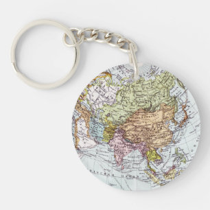 19th Century Map of Asia Keychain