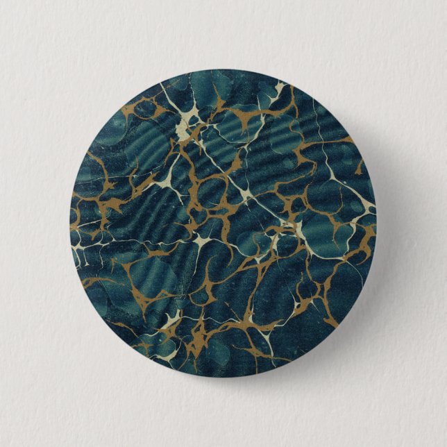 19th century marbled paper2 2 inch round button (Front)