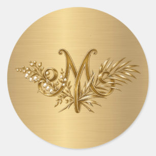 19th Century Marian Catholic Monogram Classic Round Sticker
