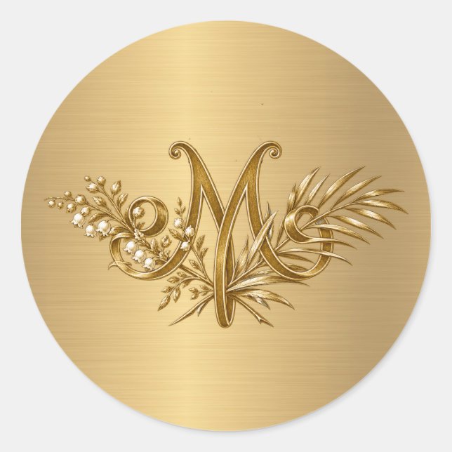 19th Century Marian Catholic Monogram  Classic Round Sticker (Front)