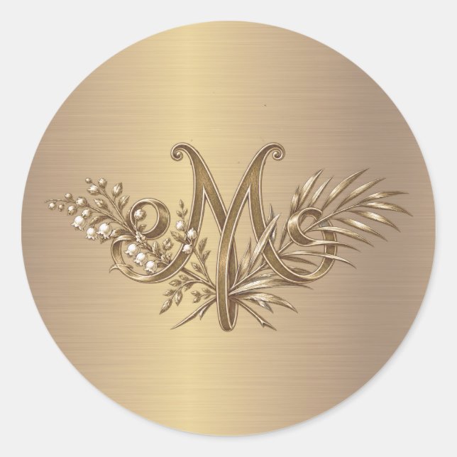 19th Century Marian Catholic Monogram  Classic Round Sticker (Front)