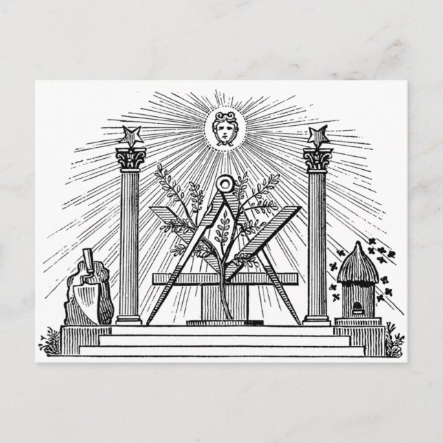 19th Century Masonic G Kenning Blockcut engraving Postcard (Front)