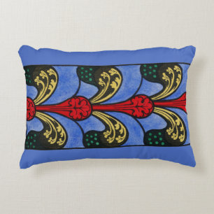 19th Century Nave Stained Glass Design Accent Pillow