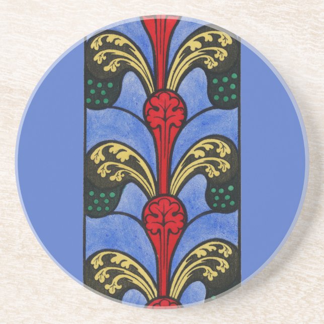 19th Century Nave Stained Glass Design Coaster (Front)