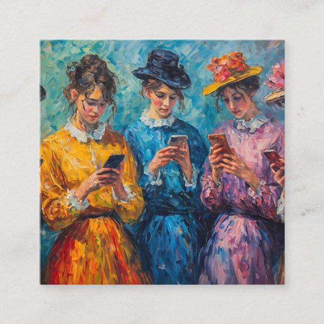 19th Century People Using Smartphones Enclosure Card (Front)