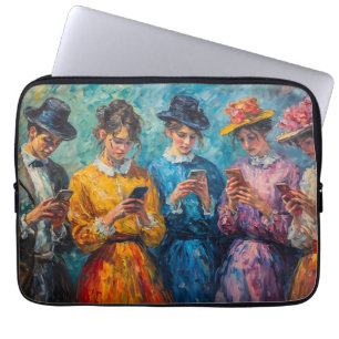 19th Century People Using Smartphones Laptop Sleeve