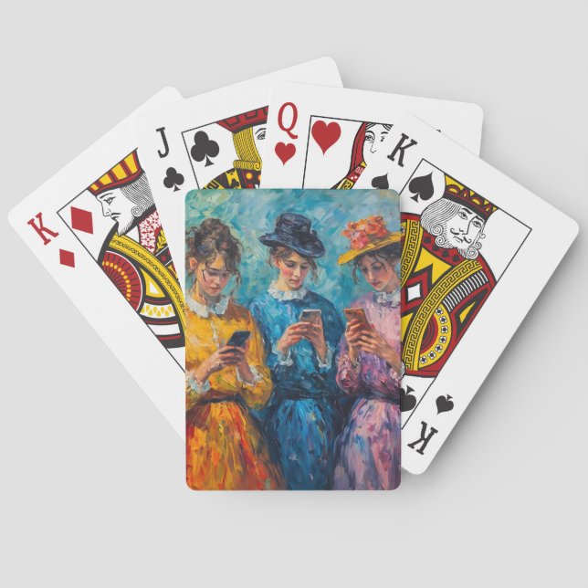 19th Century People Using Smartphones Playing Cards (Back)