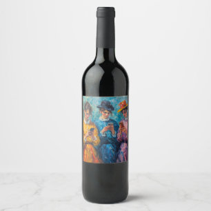 19th Century People Using Smartphones Wine Label