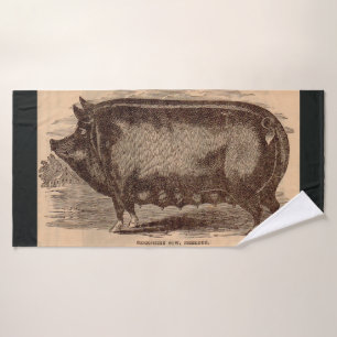 19th century pig print Berkshire sow no. 1 Bath Towel
