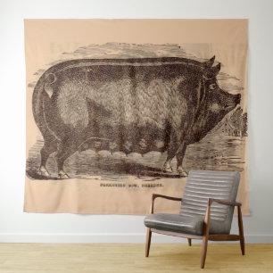19th century pig print Berkshire sow no. 1 Tapestry