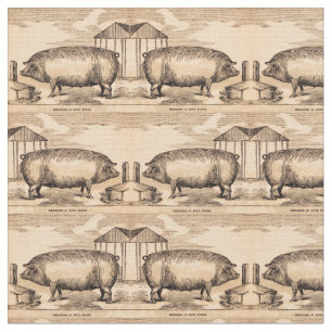 19th century pig print ‘Breeder in Good Flesh’ Fabric