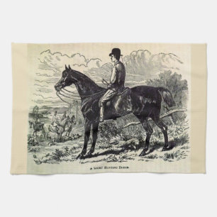 19th century print A Light Hunting Horse Kitchen Towel