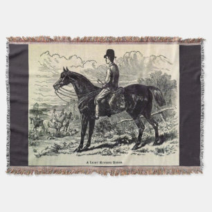 19th century print A Light Hunting Horse Throw Blanket