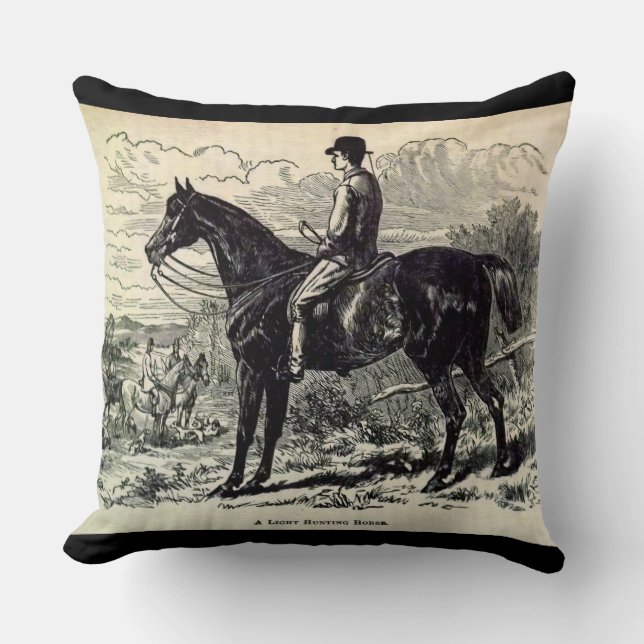 19th century print A Light Hunting Horse Throw Pillow (Front)