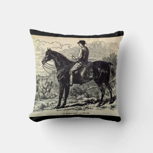 19th century print A Light Hunting Horse Throw Pillow