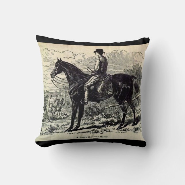 19th century print A Light Hunting Horse Throw Pillow (Front)