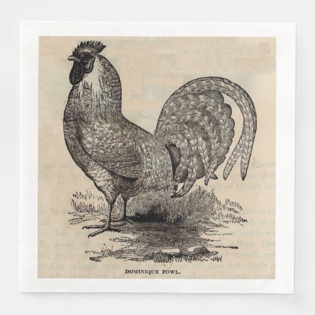 19th century print dominique fowl napkin (Front)