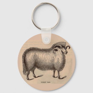 19th century print Dorset ram Keychain