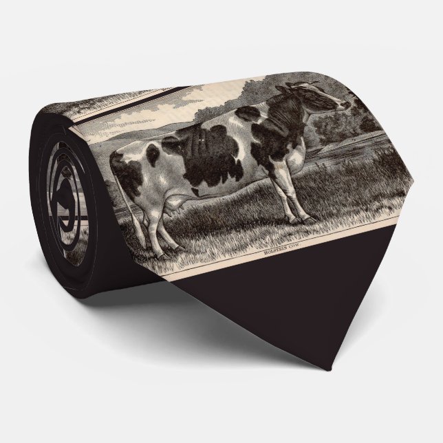 19th century print Holstein cow print Tie (Rolled)