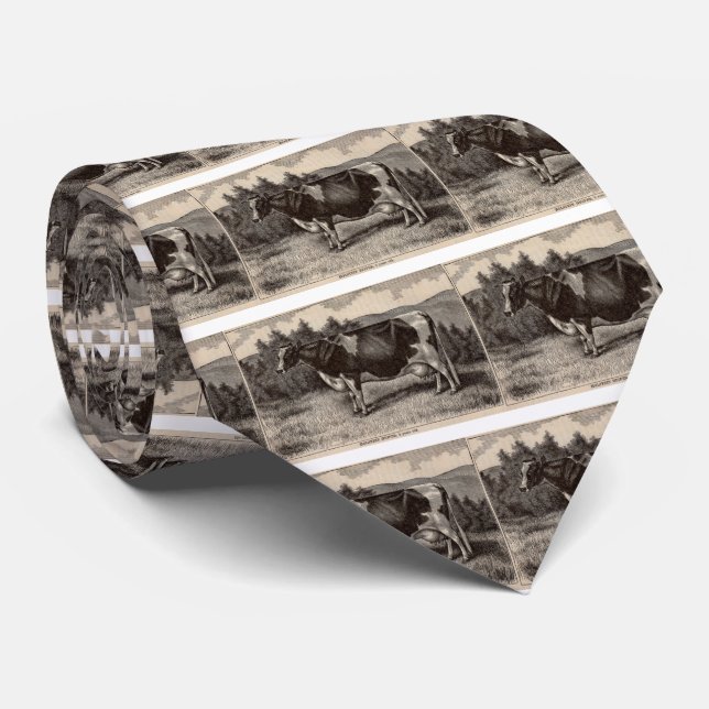19th century print Holstein heifer Tie (Rolled)