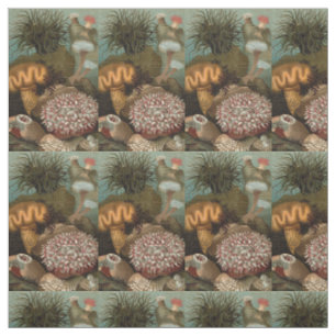 19th century print sea anemones fabric