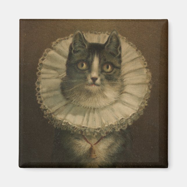 19th Century Vintage Fancy Cat Print Magnet (Front)
