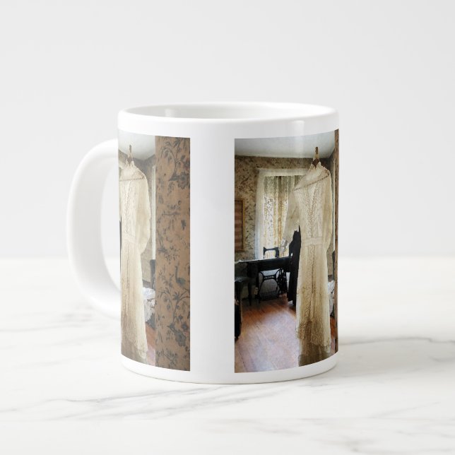 19th Century Wedding Dress Large Coffee Mug (Front Left)