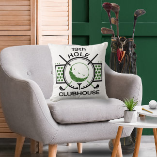 19th Hole Clubhouse Golf Throw Pillow