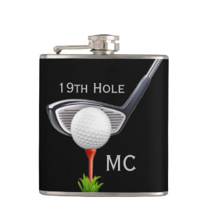 19th Hole Monogrammed Golfer Hip Flask