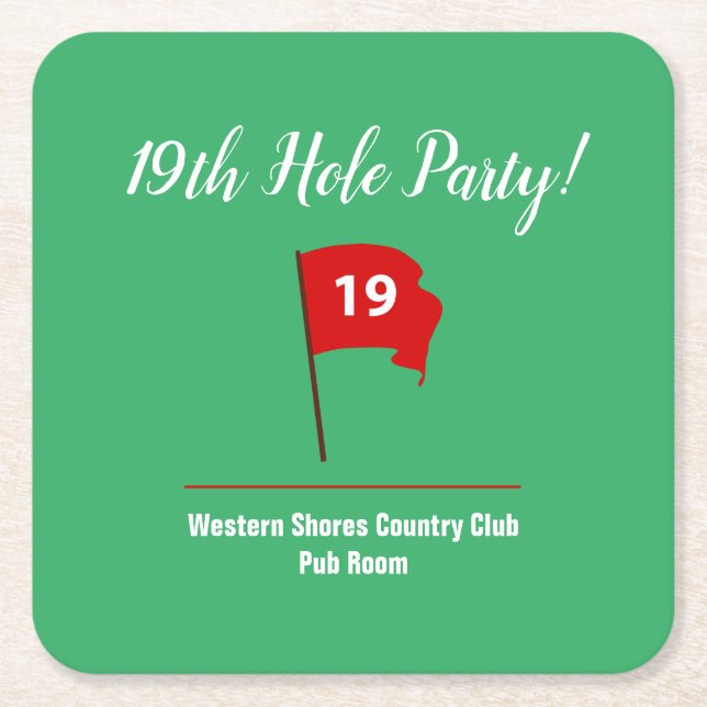 19th Hole Pub Square Paper Coaster (Front)