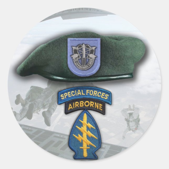 19th Special forces Green Berets veterans flash St Classic Round Sticker (Front)