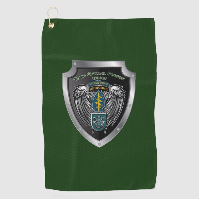19th Special Forces Group (Airborne) Shield Golf Towel (Front)