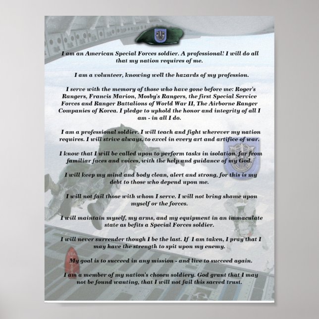 19th special forces group flash creed poster vets (Front)