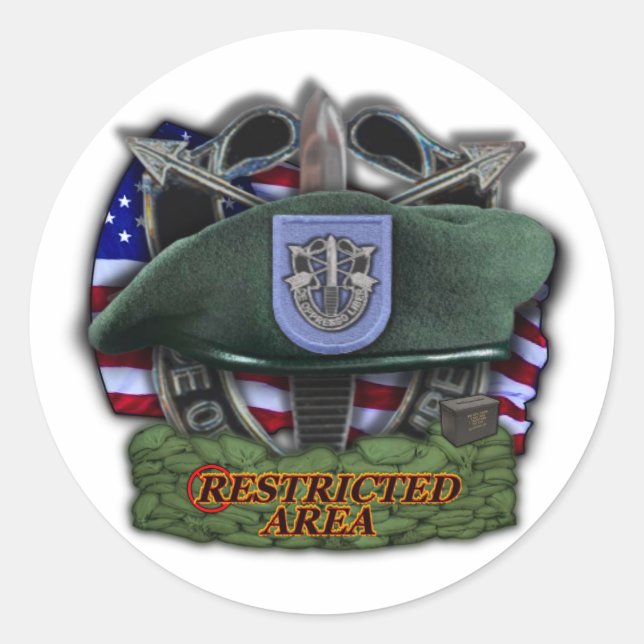 19th Special forces group Green Berets vets Sticke Classic Round Sticker (Front)