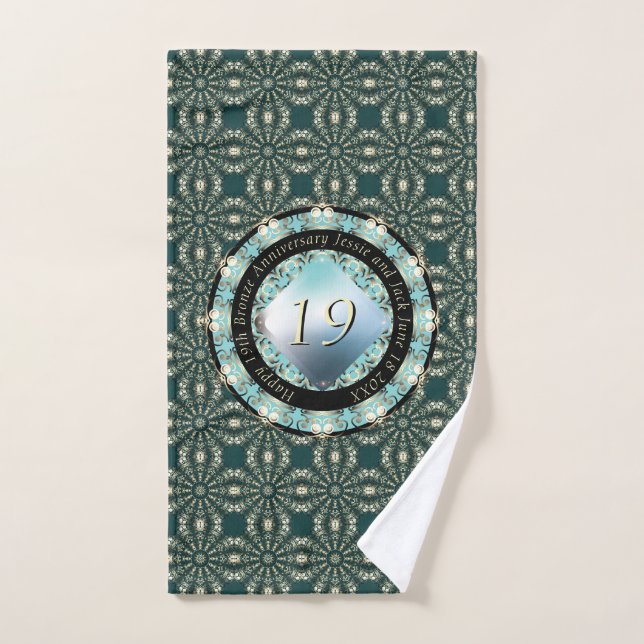 19th Wedding Anniversary Acquamarine  Bath Towel Set (Hand Towel)
