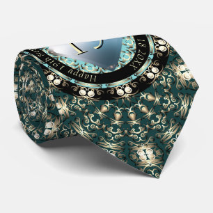 19th Wedding Anniversary Acquamarine MedallionText Tie