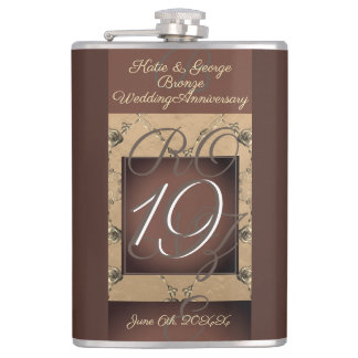 19th Wedding Anniversary Dark Bronze   Flask