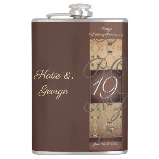 19th Wedding Anniversary Dark Bronze Hip Flask