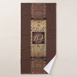 19th Wedding Anniversary Dark Bronze Monogram  Bath Towel Set