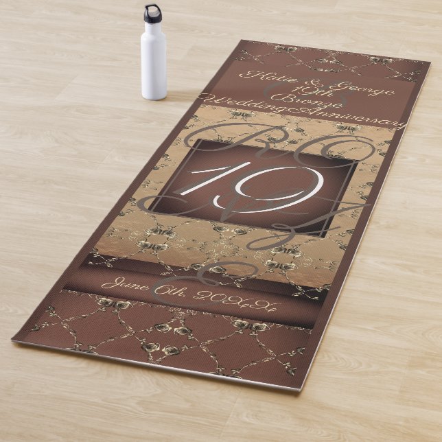 19th Wedding Anniversary Dark Bronze  Yoga Mat (In Situ)