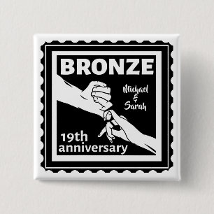 19th wedding anniversary holding hands 2 inch square button