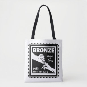 19th wedding anniversary holding hands tote bag